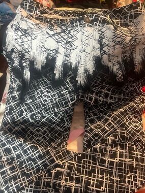 Savage Art Stretch Printed Pants in Black & White, Size L